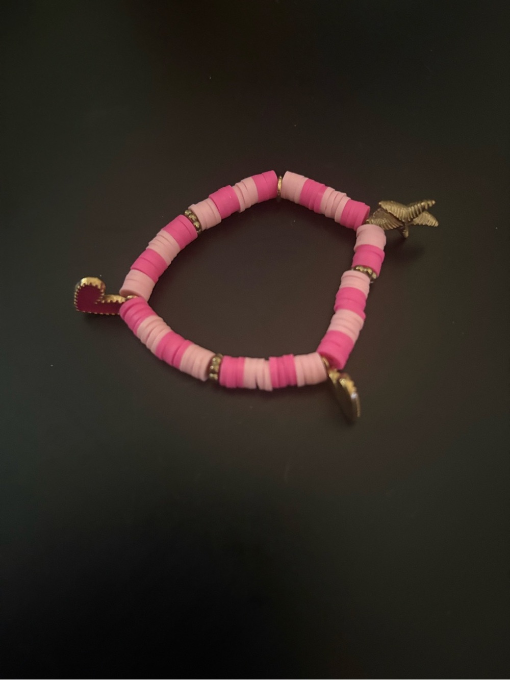 Pink Ombre Disc Bead Charm Bracelet